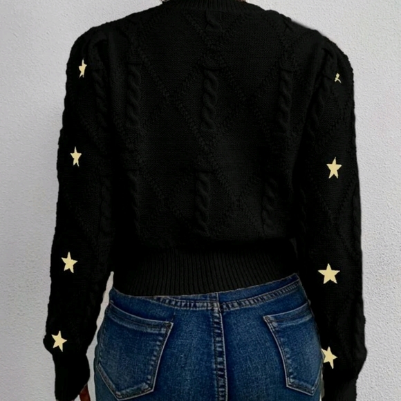 Black Knit Star Sweater - Picture 3 of 7